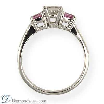 Engagement ring with side Princess pink Sapphires