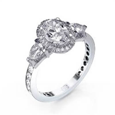 Engagement ring, 2 Pear diamonds, Pave set band