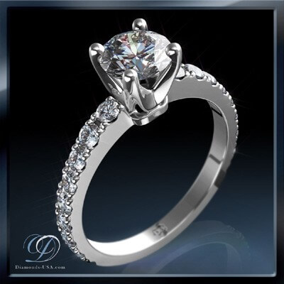 0.85 carat open Pave diamonds engagement ring