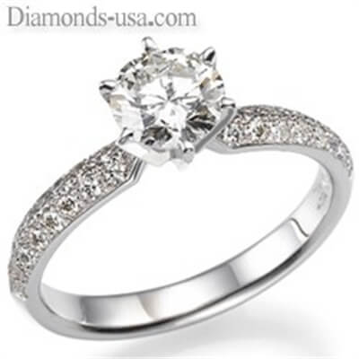 Side diamonds Knife Edge engagement ring settings