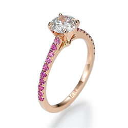 Foto Engaste de anillo de compromiso, lados de Zafiro rosa en Oro Rosa de