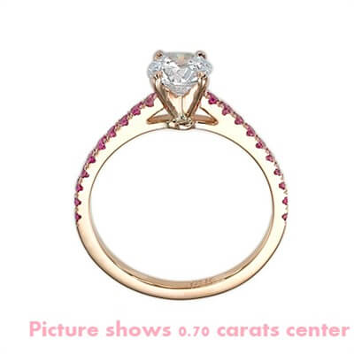 Engagement ring setting, pink Sapphire sides in Rose Gold 