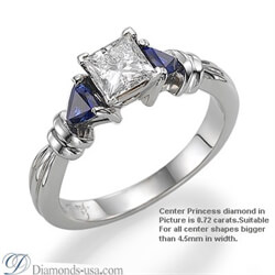 Picture of  Engagement ring, Two blue triangle Sapphires
