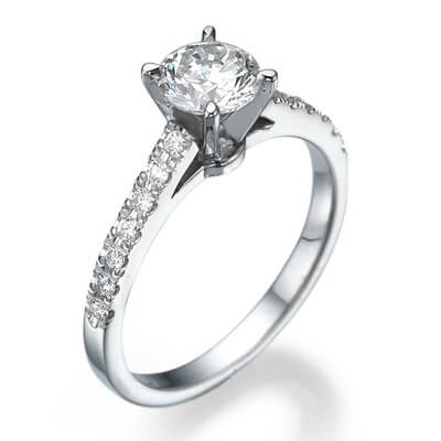 Solid cathedral delicate engagement ring 