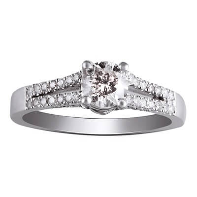 Split band cathedral engagement ring for all diamonds