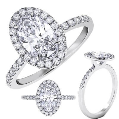 Oval or Cushion Halo engagement ring