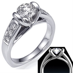 Picture of Like tension engagement ring with 1/4Cts sides
