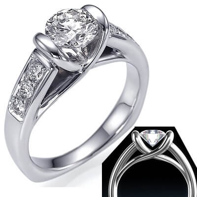 Like tension engagement ring with 1/4Cts sides
