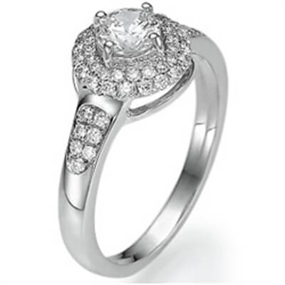 Engagement ring withTwo rows Halo