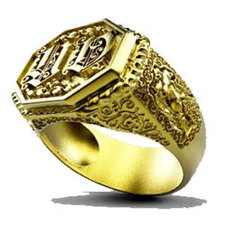 Picture of Bespoke Man ring, your initials & Zodiac sign