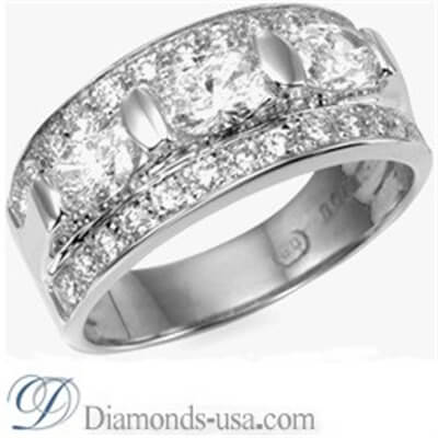 Designers three stones oval diamond ring