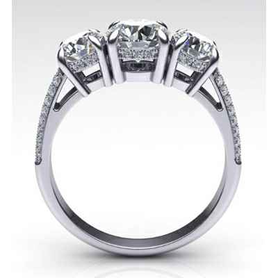 Three stones diamond ring encrusted with diamonds and two 0.40 carat round diamonds G VS