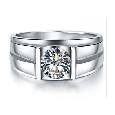Mens engagement ring with 2 carat Lab created diamond F VS2 Ideal Cut