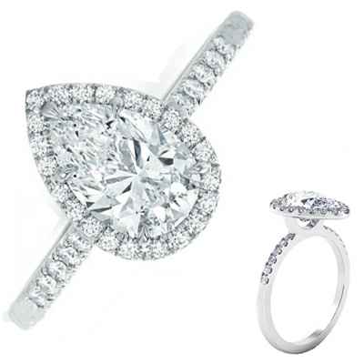 Halo for Pear shapes diamonds engagement ring