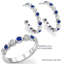Foto Diamonds and Blue Ceylon Sapphires Hoop Earrings de