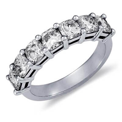 3.10 carat seven Cushion diamonds anniversary ring