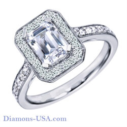 Picture of Micro Pave set Emerald Cut Halo engagement ring