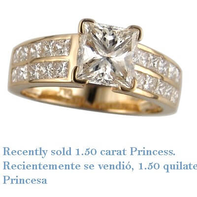 Engagement ring with side Princess diamonds