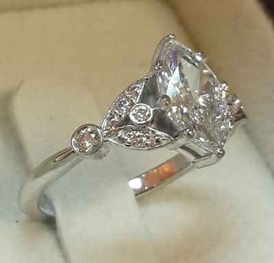 Victorian style Marquise engagement ring, Low or High Profile 
