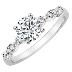 Picture of Scalloped low profile engagement ring with 0.10 carat diamonds
