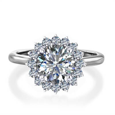 Vintage style Halo ring head engagement ring