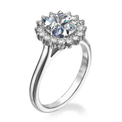 Vintage style Halo ring head engagement ring