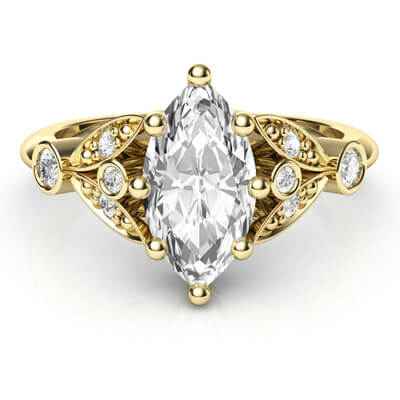 Victorian style Marquise engagement ring, Low or High Profile 