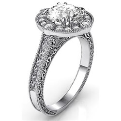 Foto Ronda de la princesa y el cojín anillo de compromiso de diamantes Halo de