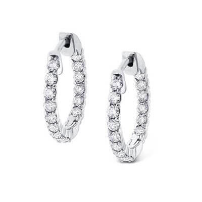 Diamond hoop earrings, 1.80 carats.