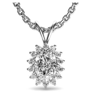 Cluster pendant for Oval diamonds 