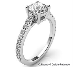 Foto El nuevo estilo clásico, anillo de compromiso tipo canasta catedral con diamantes laterales de