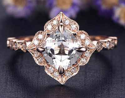 Low profile Art deco replica Halo engagement ring`for Rounds Cushions and Princess diamonds