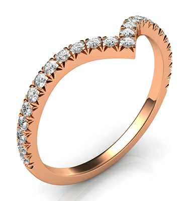 Matching V shape wedding band for pear halo engagement ring