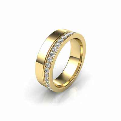 Comfort fit wedding band with 0.57 carat diamonds