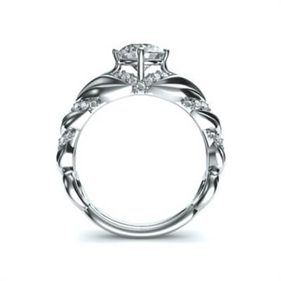 Designer’s vintage engagement ring. Nature motif. 1/3 cts sides