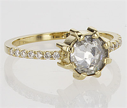 Foto Anillo de compromiso único en su tipo con diamante natural talla rosa de 0,88 quilates. ¡El precio incluye el 0,88! de