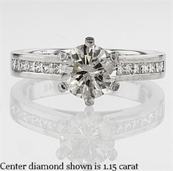 Picture of 3mm channel set Martini prongs engagement ring
