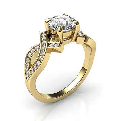 Bowtie engagement ring 0.25CTW side diamonds