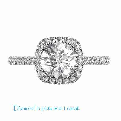 Halo de diamante de cojín delicado para anillo de compromiso de rondas