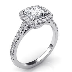 Foto Delicada almohada de halo de diamantes para el anillo de compromiso Princesa de