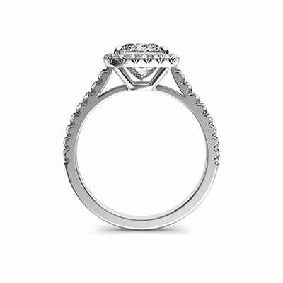 Delicate Cushion diamond halo for Princess engagement ring