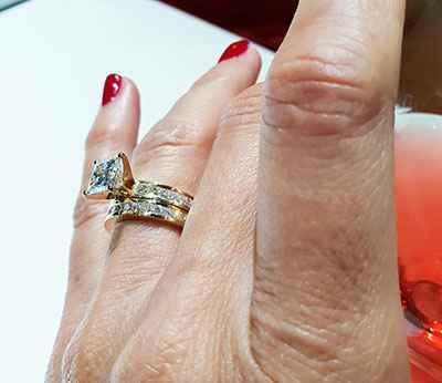Bridal set, Princess accent diamonds 1.05 Cts
