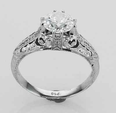 Vintage engagement ring replica hand engraved