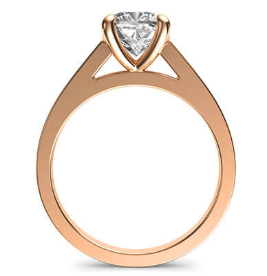 Delicado anillo de compromiso solitario para cojines redondos y diamantes de princesa