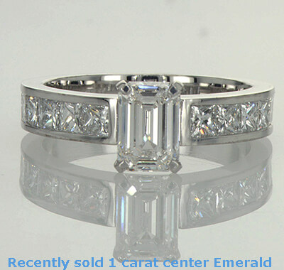 Engagement ring settings, 1 carat side Princess