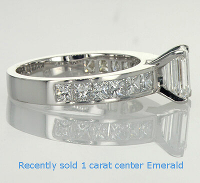 Engagement ring settings, 1 carat side Princess