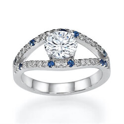 Picture of Low Profile Diamonds & Royal Blue Sapphires Engagement ring settings