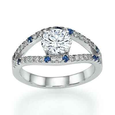 Low Profile Diamonds & Royal Blue Sapphires Engagement ring settings