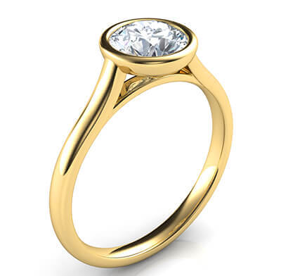 Delicate Low Profile bezel engagement ring for rounds-Leone
