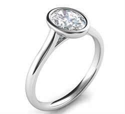 Picture of Delicate Low Profile bezel engagement ring for Ovals-Olivia